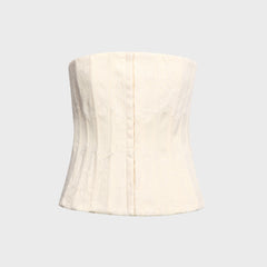 GUIZIO Eliane Lace Embellished Satin Corset Top - Ivory