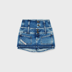 Diesel DE-CORIVA Denim Double Waist Mini Skort - Blue