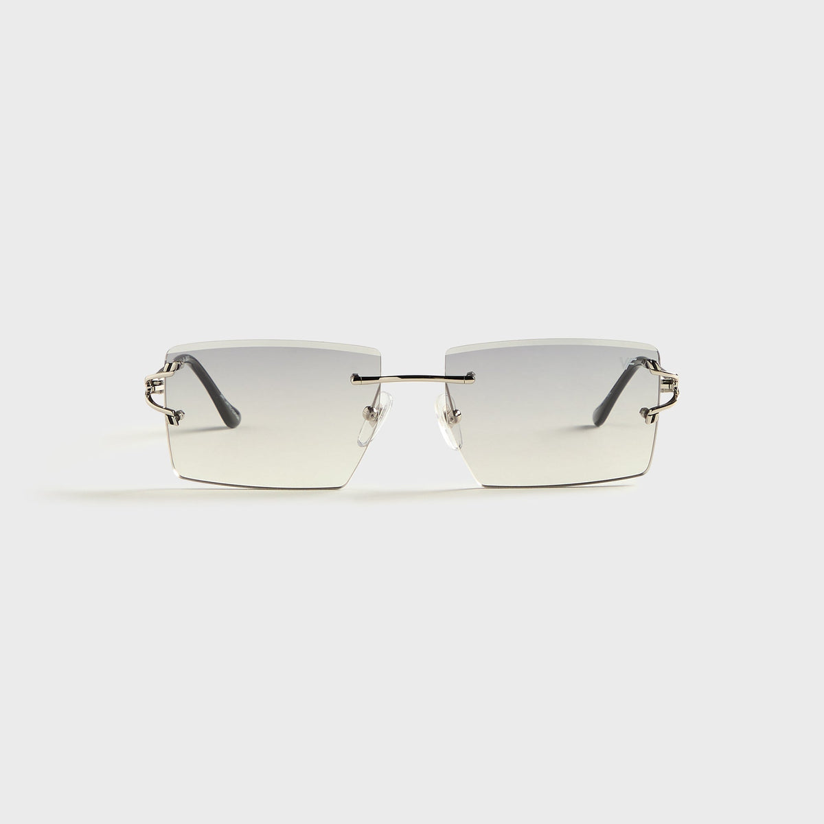 Vintage Frames Icon Rimless Drill Mount 24KT White Gold Sunglasses - Asphalt Gradient