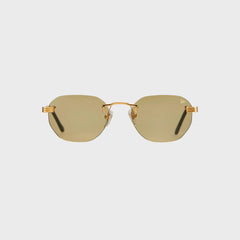 Vintage Frames Detroit Player Rimless Drill Mount 24KT Gold Sunglasses - Sky Blue