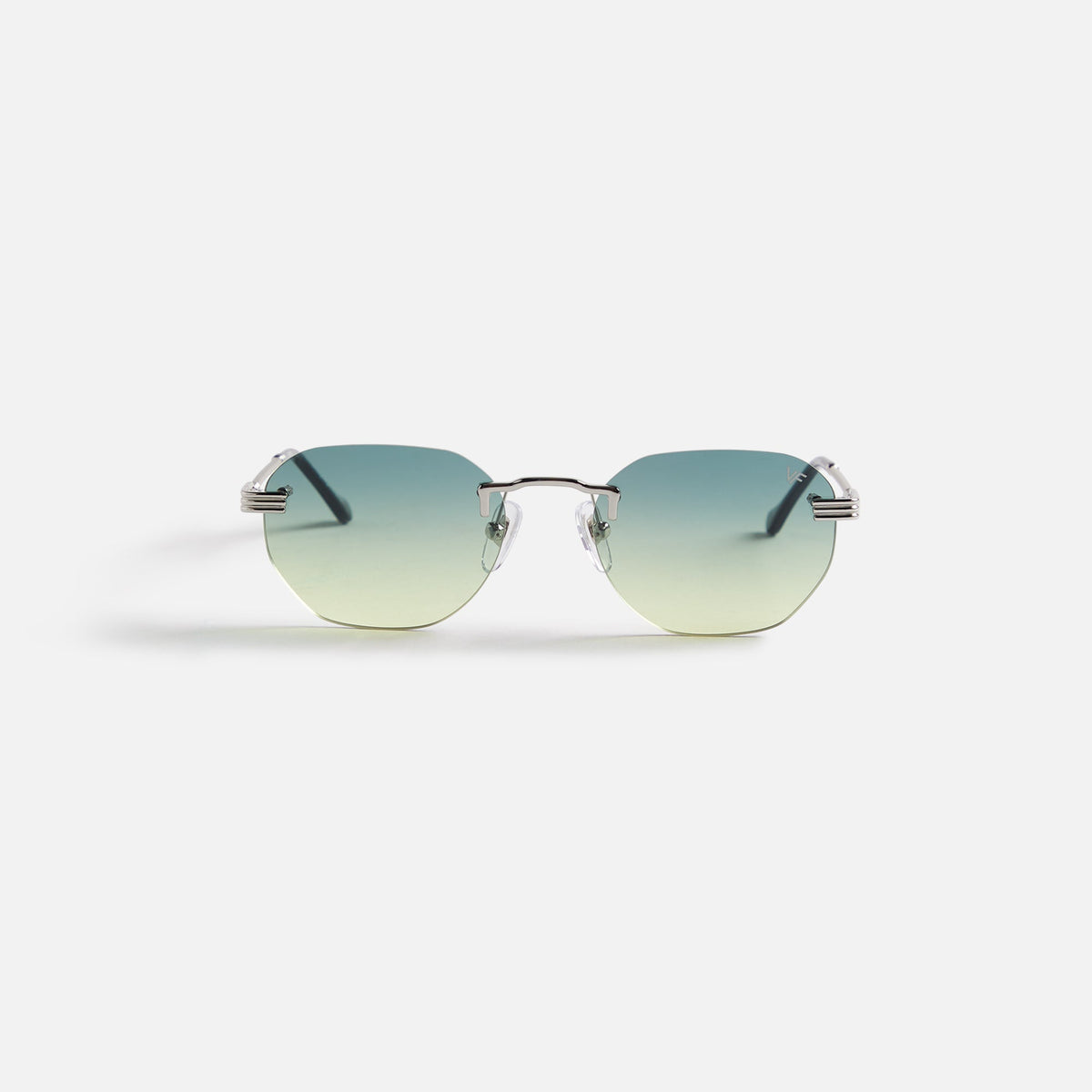 Vintage Frames Detroit Player Drill Mount 24Kt Sunglasses - White Gold / Green / Yellow