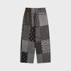 Engineered Garments Cotton Patchwork Print Drawstring Pant - Black / White
