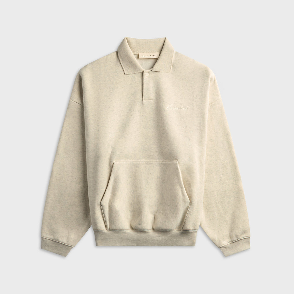 Essentials Signature 90s Polo Sweatshirt - Oatmeal Heather / Light Heather