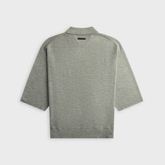 Essentials Signature 3/4 Sleeve 90s Knit Polo - Concrete Heather