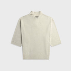Essentials Signature 3/4 Sleeve 90s Knit Polo - Oatmeal Heather
