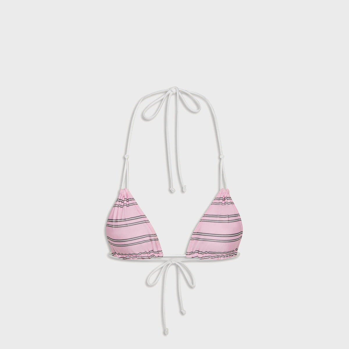 Frankies Bikinis Reversible Ari Satin Top - Pink Stripe