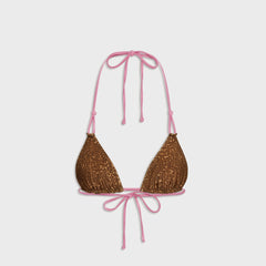 Frankies Bikinis Ari Reversible Satin Bikini Top - Vintage Cheetah