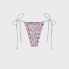 Frankies Bikinis Reversible Tia Satin Bottom - Pink Stripe
