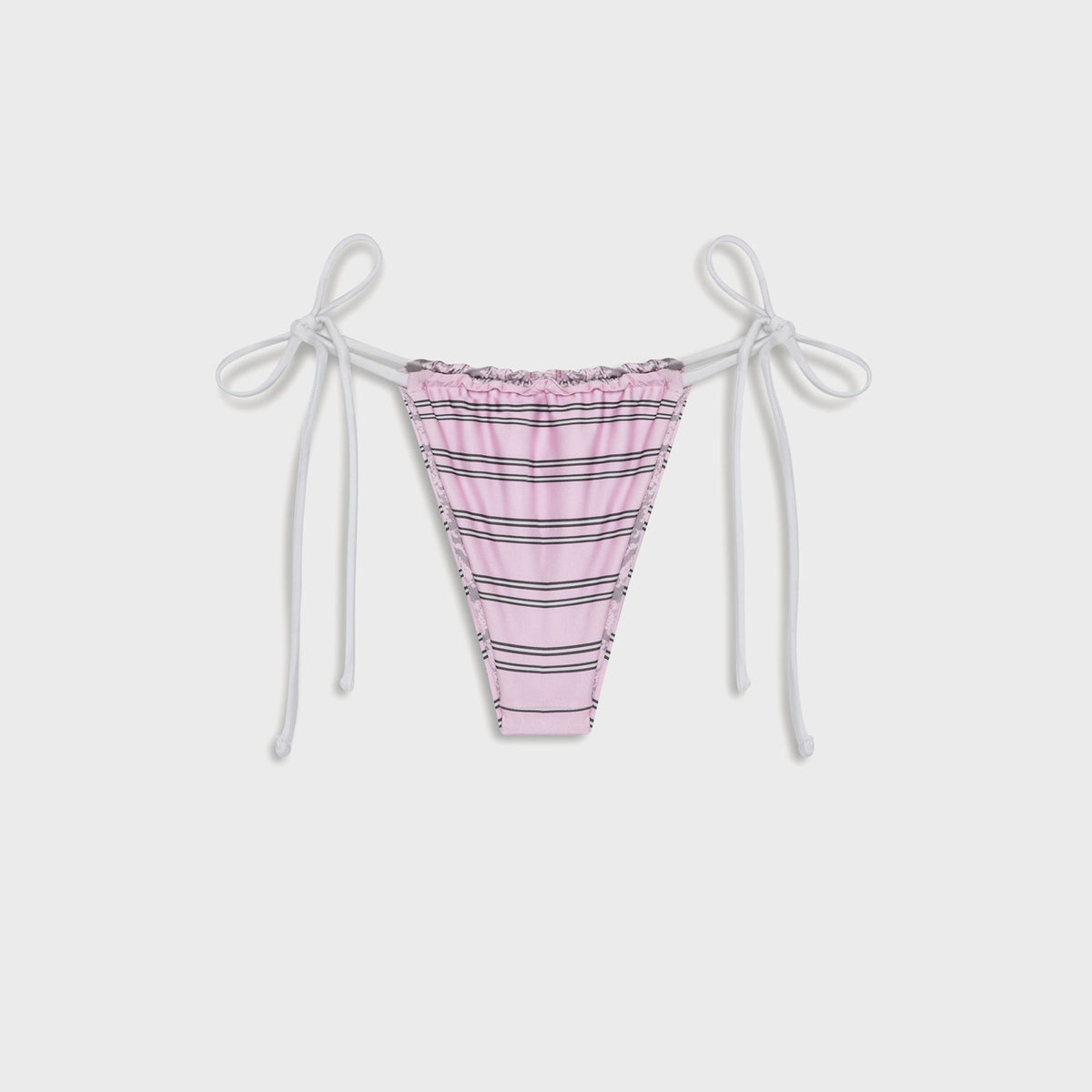 Frankies Bikinis Reversible Tia Satin Bottom - Pink Stripe