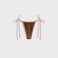 Frankies Bikinis Tia Reversible Satin Bikini Bottom - Vintage Cheetah