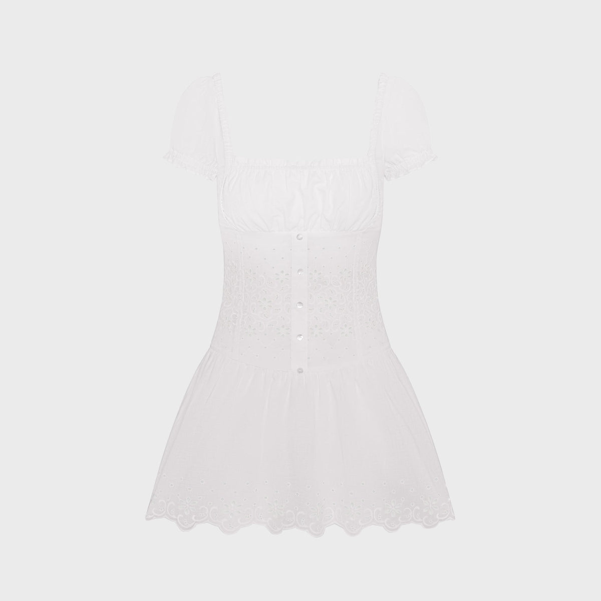 Frankies Bikinis Lucien Cotton Mini Dress - Optic White