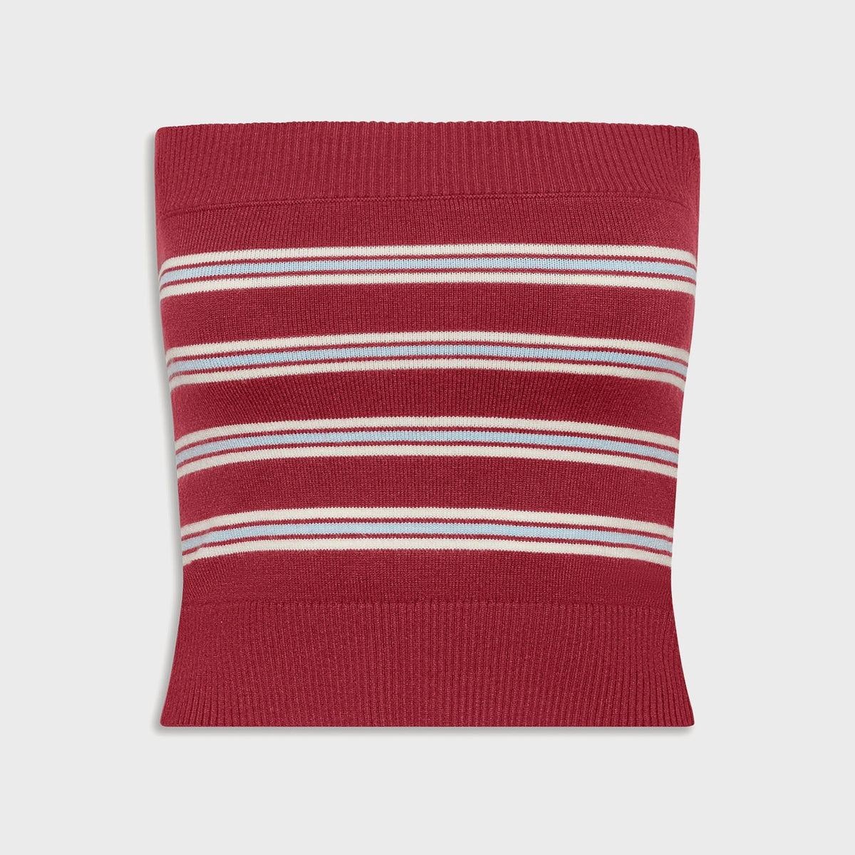 Frankies Bikinis Destiny Cloud Knit Strapless Tube Top - Collegiate Stripe