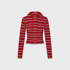 Frankies Bikinis Heritage Cloud Knit Hoodie - Strawberry Stripe