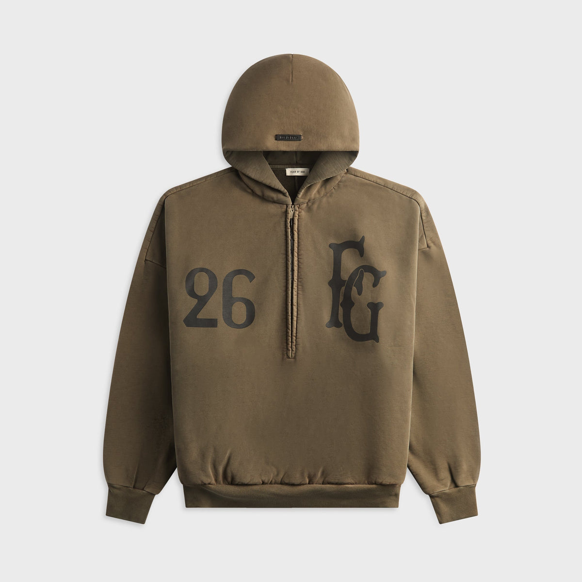 Fear Of God Baseball Club Half Zip Hoodie - Faded Brown