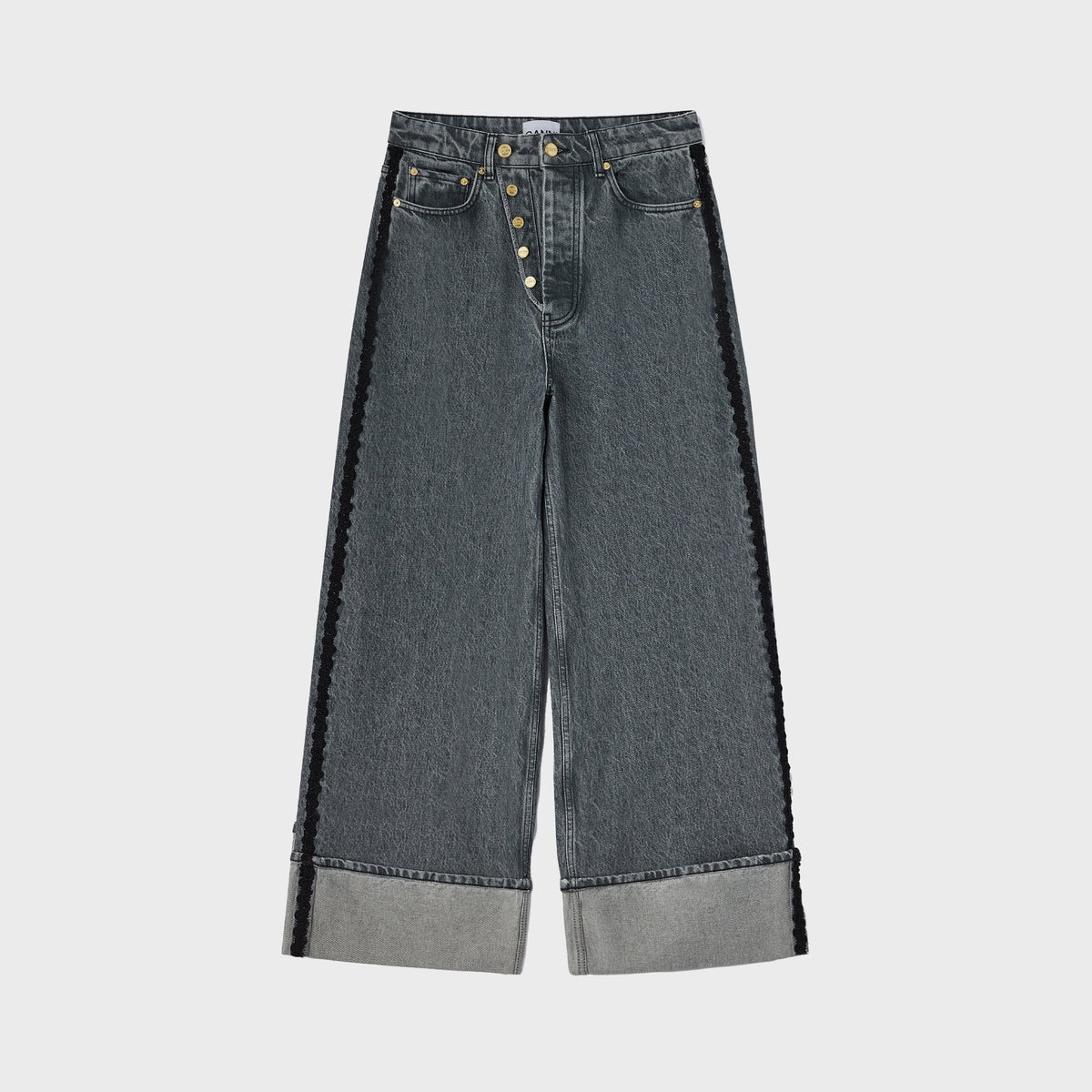 Ganni Rigid Denim Double Fly Baggy Jean - Rinse