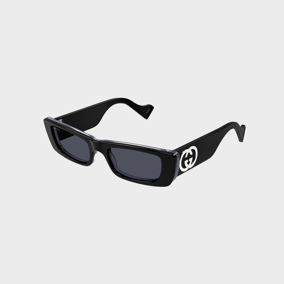 Gucci GG Rectangle Sunglasses - Black / Grey