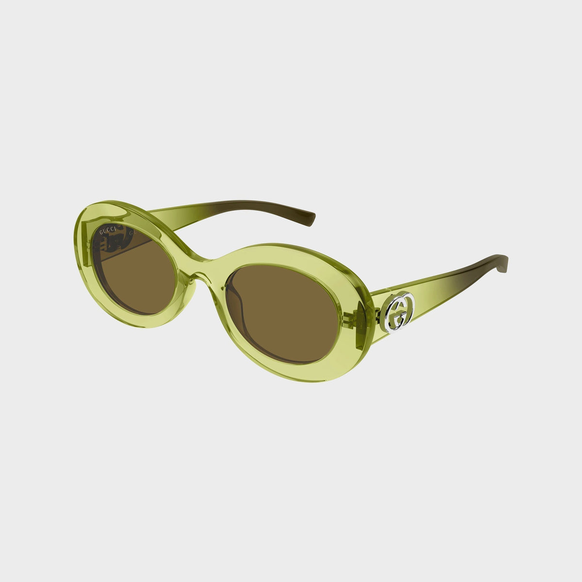 Gucci Oval Frame Sunglasses - Green / Brown