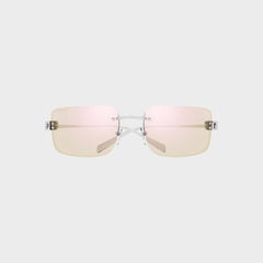 Gucci Women GG2038S Metal Rectangle Sunglasses - Silver / Transparent