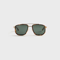 Gucci GG2073S Navigator Frame Sunglasses - Gold / Havana / Green