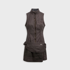 Hyein Seo Sleeveless Moto Dress with Belt Bag - Charcoal