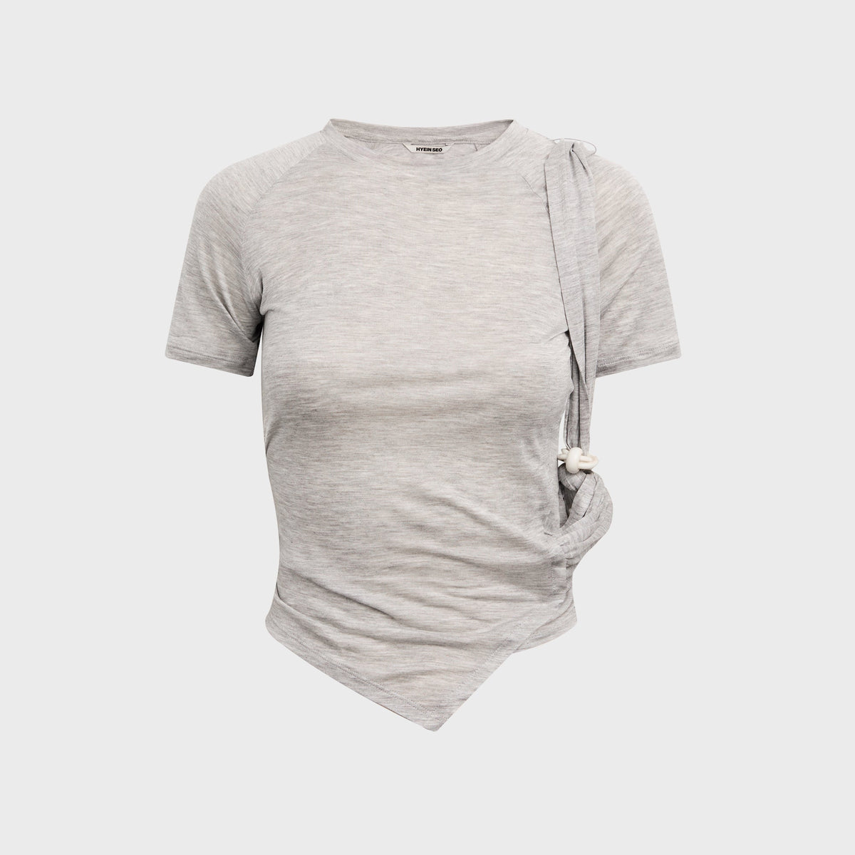 Hyein Seo Tied Asymmetric Tee - Melange Grey