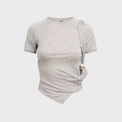 Hyein Seo Tied Asymmetric Tee - Melange Grey