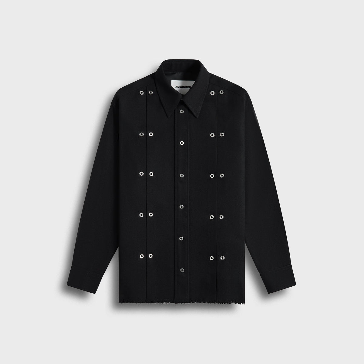 Jil Sander Wool Shirt with Eyelets – Black