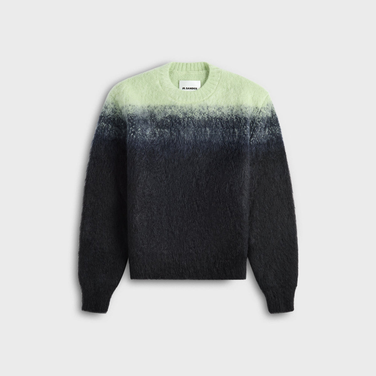 Jil Sander Mohair Jacquard Crewneck Sweater - Mint Green / Navy Blue