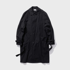 ATON Light TC Gabardine Washed Trench Coat - Black