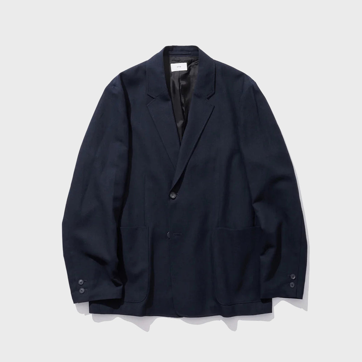 ATON Twist Wool Linen Semi Double Jacket - Navy