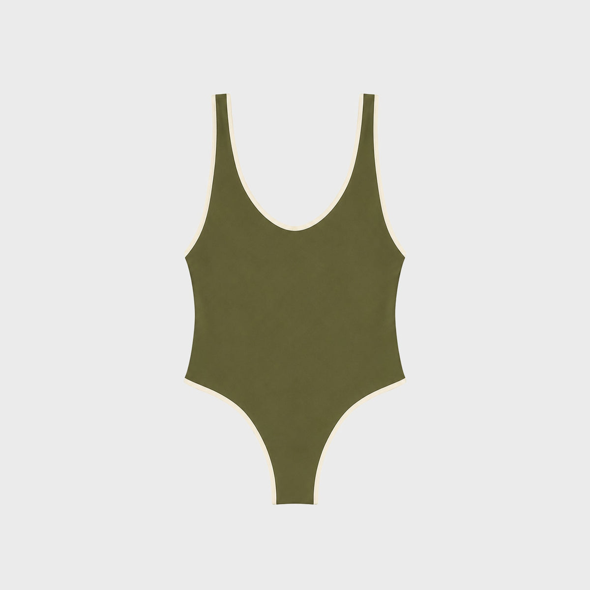 JADE Cheeky Contour One Piece - Olive / Ivory
