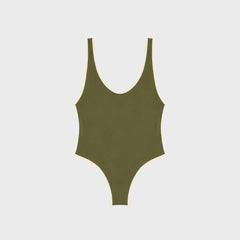 JADE Cheeky Contour One Piece - Olive / Ivory