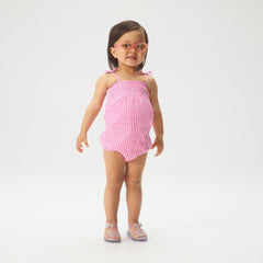 Kith Baby Gingham Tie Romper - Electra