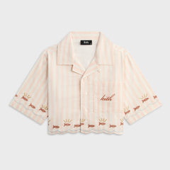 Kith Kids Embroidered Cropped Thompson Camp Shirt - Sahara