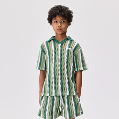 Kith Kids Open Knit Pullover Polo - Sage