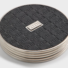 Kith Classic Logo Set of 4 Leather Coasters - Black