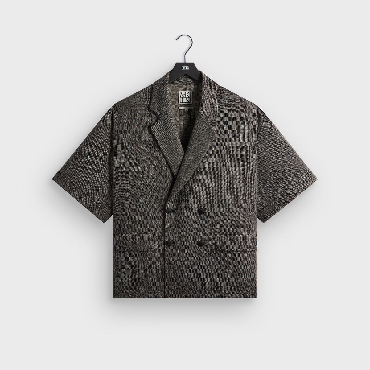&Kin Textured Linen Ito Blazer - Black Melange