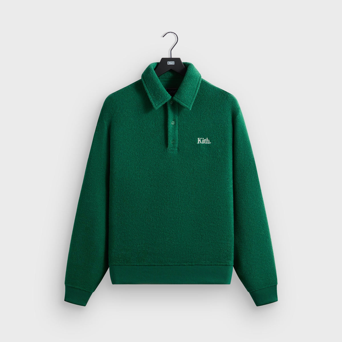 Kith Towel Boucle Long Sleeve Drew Polo - Newt
