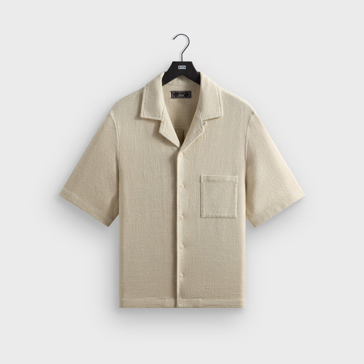 Kith Soft Woven Cropped Beckham Camp Collar Shirt - Waffle