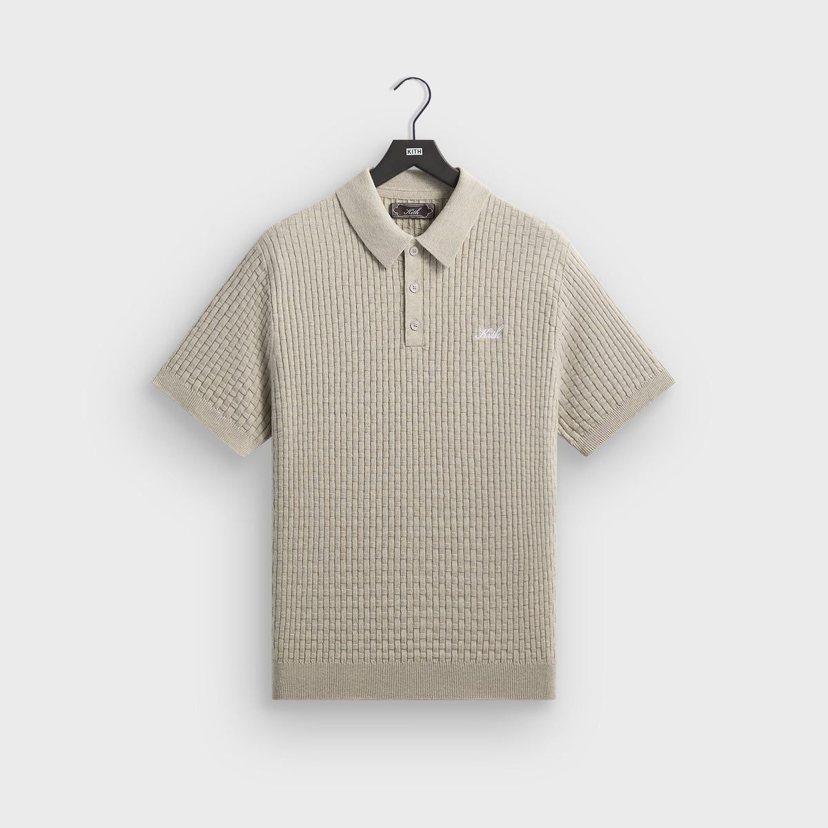 Kith Basket Weave Tilden Polo - Light Heather Grey