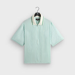 Kith Striped Poplin Thompson Zip Front Shirt - Breezeway