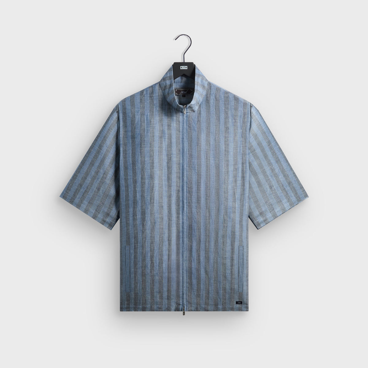 Kith Spun Silk Linen Stripe Colton Zip Front Shirt - Guide