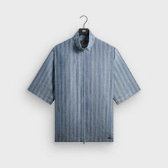 Kith Spun Silk Linen Stripe Colton Zip Front Shirt - Guide