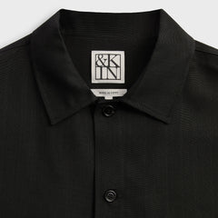 &Kin Textured Viscose Ace Buttondown - Black