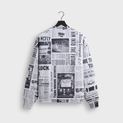 Kith for Back to the Future Newspaper All-Over Printed Nelson Crewneck - Light Heather Grey
