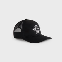 Kith New York To The World Relaxed Twill Nolan Trucker Hat - Black