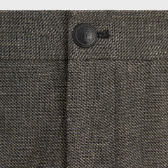 &Kin Textured Linen Flax Brynn Pleated Pant  - Black Melange