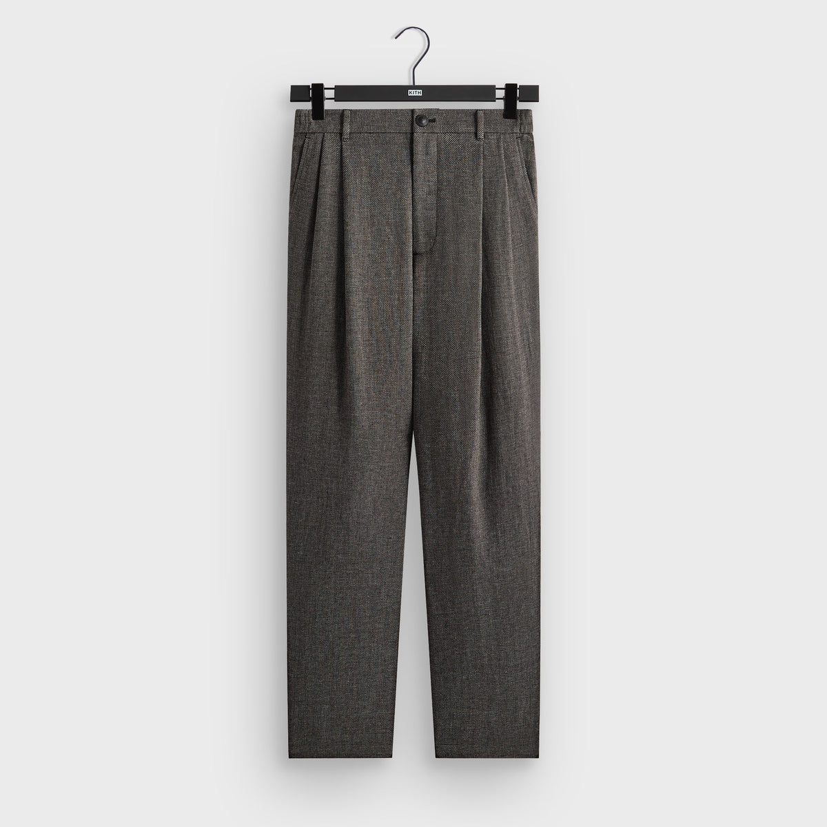 &Kin Textured Linen Flax Brynn Pleated Pant  - Black Melange