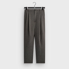 &Kin Textured Linen Flax Brynn Pleated Pant  - Black Melange