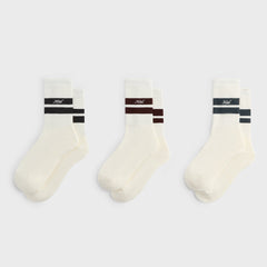 Kith 3-Pack Double Stripe Crew Socks - Silk